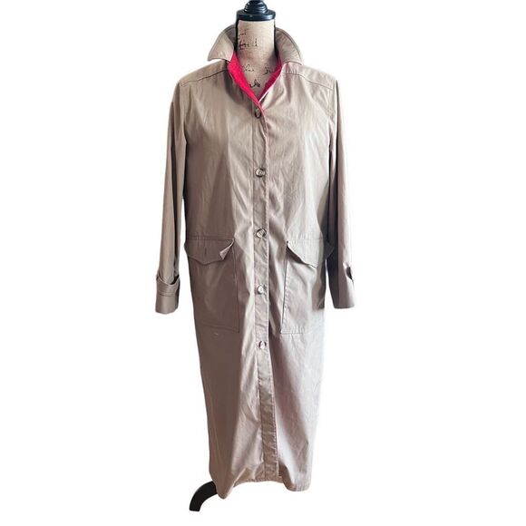 Vintage Tempo Europo by London Fog Tan with Red Lining Trench Rain Coat Size 8 - Picture 3 of 9